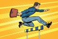 Businessman running hurdles