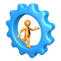 Businessman Running Inside A Cogwheel