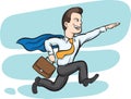 Businessman running like superman