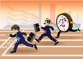 Businessman running a race against time