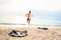 Businessman Running Into The Sea Royalty Free Stock Photo