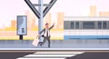 Businessman running to catch train business man with luggage on railway station city public transport male cartoon