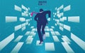 Businessman running to the future. Catch the opportunity.  background vector illustration Royalty Free Stock Photo