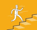 Businessman running up career ladder. Finance, business metaphor