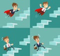 The businessman running up the stairs. Symbol of ambition, motivation, success in career, promotion. Business concept. Royalty Free Stock Photo