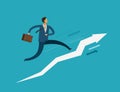 Businessman running up stairway. Success, career ladder concept. Business vector illustration