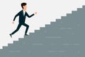 Businessman running up stairway to the target, career growth vector illustration isolated on white background. Concept of success