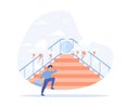 Businessman running up stairway to the target, Challenge, Trouble, obstacles, Path to the goal