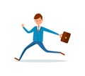 Businessman Running at Work with Briefcase in Hand