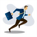Businessman running working with briefcase, business, energetic, dynamic concept. vector
