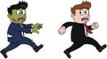 Businessman Running From Zombie Color Illustration