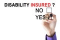 Businessman`s hand is approving disability insured Royalty Free Stock Photo