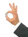 Businessman's Hand Holding Coin Royalty Free Stock Photo