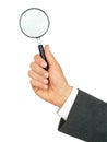 Businessman's Hand Holding Magnifying Glass Royalty Free Stock Photo
