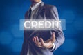 Businessman or Salaryman with CREDIT text modern interface conce