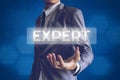 Businessman or Salaryman with Expert text modern interface conce