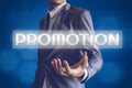 Businessman or Salaryman with Promotion text modern interface co