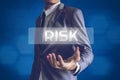 Businessman or Salaryman with Risk text modern interface concept