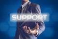 Businessman or Salaryman with Support text modern interface conc