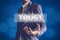 Businessman or Salaryman with Trust text modern interface concep