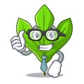 Businessman sassafras leaf in the cartoon stem