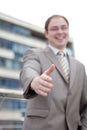 Businessman saying welcome - handshake Royalty Free Stock Photo