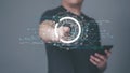 Businessman scan fingerprint biometric identity and approval. concept of the future of security and password control through