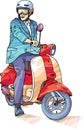 Businessman on the scooter