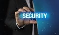 Businessman with security concept in his hands Royalty Free Stock Photo