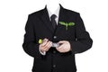 businessman with seedling destroy plastic bottle , included clipping path Royalty Free Stock Photo