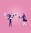 Businessman sells the idea for money to businesswoman - Business concept vector