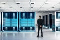 Businessman in server room