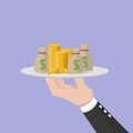 Businessman Serving Wealth Color Illustration