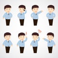 Businessman. set of cartoon office worker in various poses Royalty Free Stock Photo