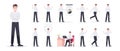 Businessman set isolated. Man in the workplace. Office worker in suit. Cartoon people in different poses and actions. Cute male Royalty Free Stock Photo