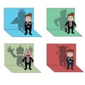 Businessman Shadow Collection Color Illustration