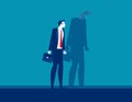 Businessman with shadow reflect yourself. Concept business vision vector illustration, Fraud and Duplicity