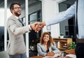 Businessman, shake hand and meeting for an agreement and collaboration after sign contract. Professional, handshake and Royalty Free Stock Photo