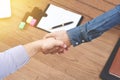 Businessman shake hand at the office in the morning Royalty Free Stock Photo