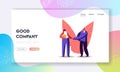 Businessman Shake Hand to Recruit Landing Page Template. Company Hiring Manager Welcoming Employee