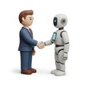 A businessman shaking hands with a humanoid robot in a professional setting Royalty Free Stock Photo