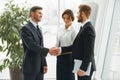 Businessman shaking hands. People shake hands communicating with Royalty Free Stock Photo