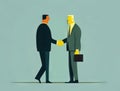 A businessman shaking hands sealing a deal after a long and difficult negotiation. Art concept. AI generation