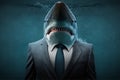 Businessman shark in business ocean concept. Generative AI Royalty Free Stock Photo