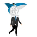 Businessman shark cartoon vector isolated