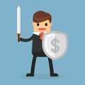 Businessman with shield