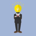 Businessman Shiny Idea Head Color Illustration