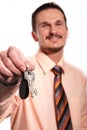 Businessman in the shirt with keys