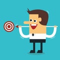 Businessman shoot target, flat design.