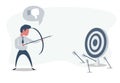 Businessman shooting arrow. Missed the target. Royalty Free Stock Photo